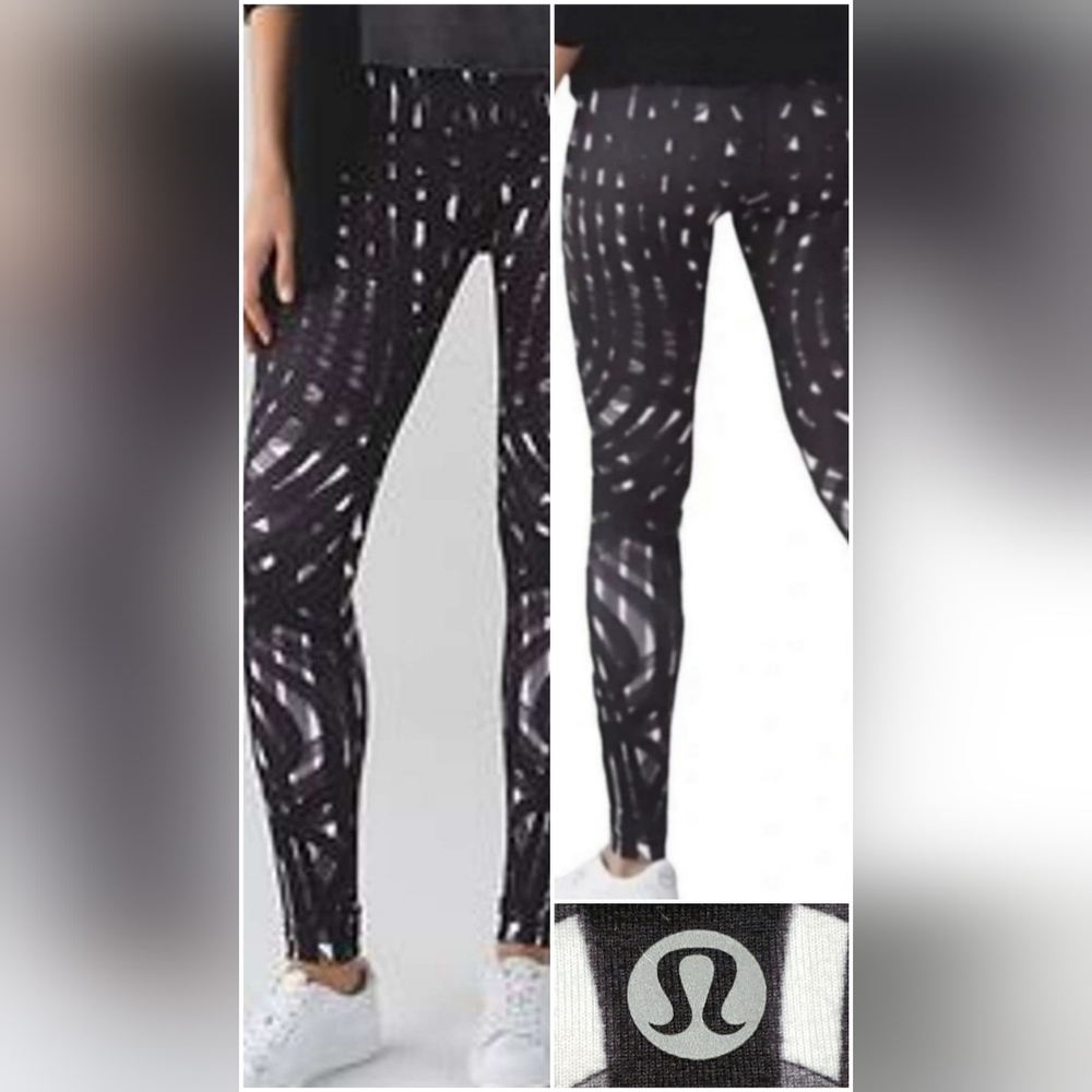 Lululemon Wunder Under Pant III Brush Stream Silver Spoon Black Sz 4